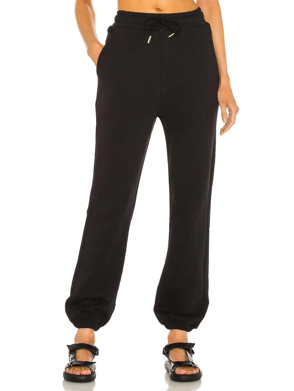 We Wore What Women's Relaxed Fit Drawstring Long Sweatpants Black Size Large